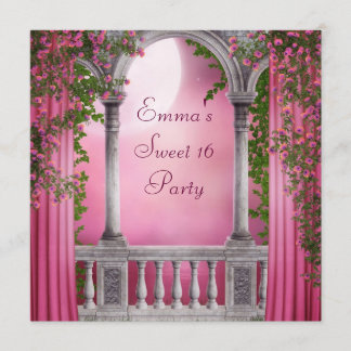 Rosengarten Pink Sweet 16 Party Einladung