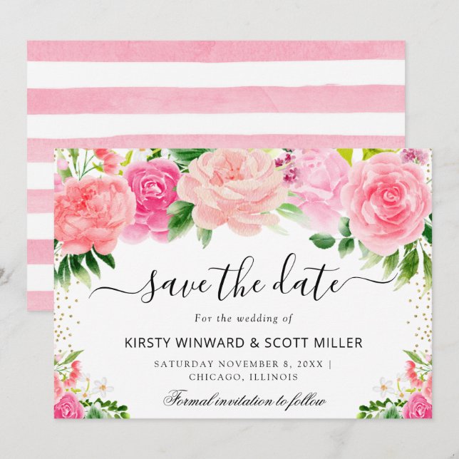 Rosengarten Sommerhochzeit der Blume Save The Date (Vorne/Hinten)