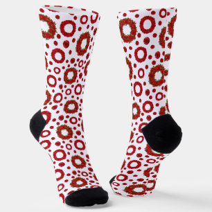 Rosengirlande-Polka-Muster für rote Rosenliebhaber Socken