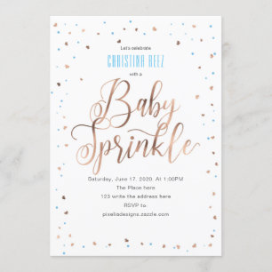 Rosengold, der Junge, modern, Baby besprühen Einladung