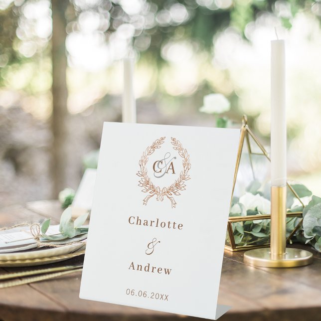 Rosengold-Monogramm Trauung Begrüßung Sockelschild (Von Creator hochgeladen)