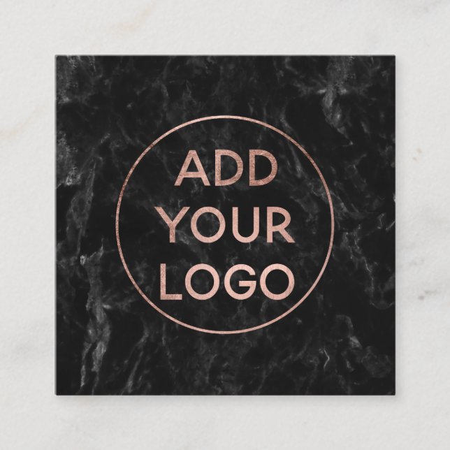 Rosengoldchicschwarzmarmor des kundenspezifischen quadratische visitenkarte (Vorderseite)