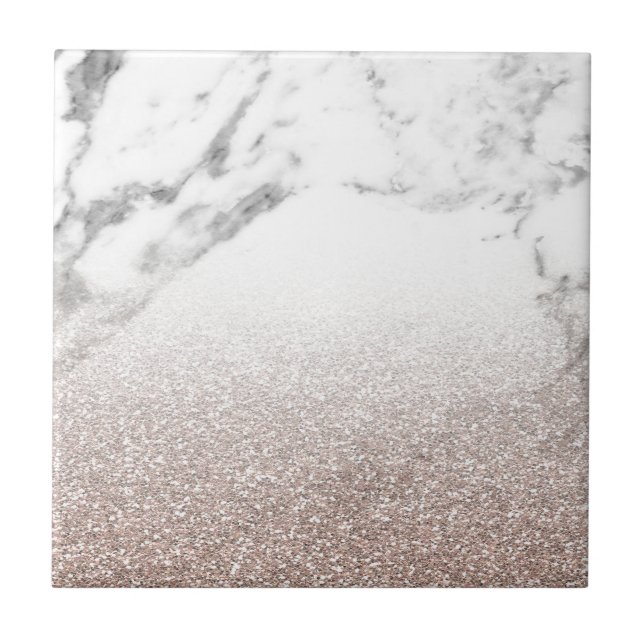 RosengoldGlitter auf Marmor Fliese (Vorderseite)