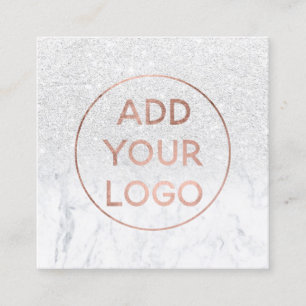 RosengoldGlitter-Weißmarmor des kundenspezifische Quadratische Visitenkarte