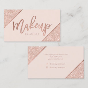 RosengoldGlitterskript erröten Make-uptypographie Visitenkarte
