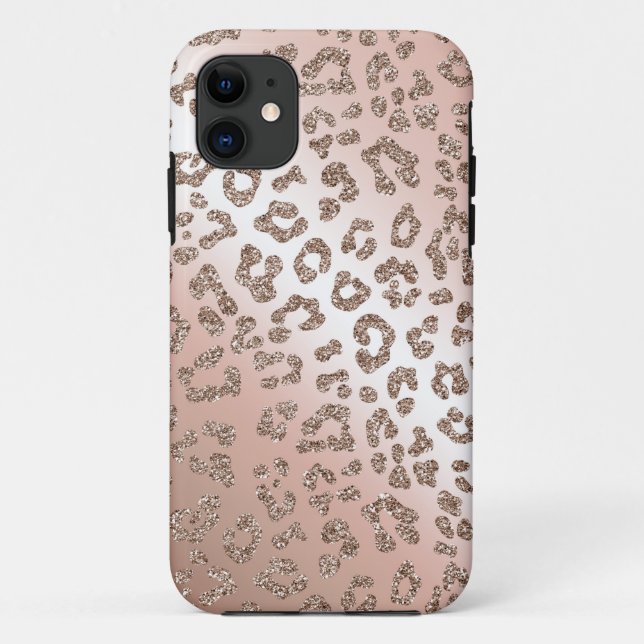 Rosengoldleoparddruck-Glitterfall Case-Mate iPhone Hülle (Rückseite)
