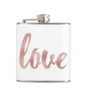 RosengoldLiebeflasche, Folien-Schriftart Flachmann