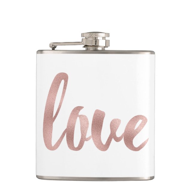 RosengoldLiebeflasche, Folien-Schriftart Flachmann (Vorderseite)