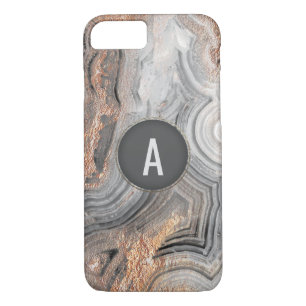 Rosengoldmonogramm grauer geode Case-Mate iPhone hülle
