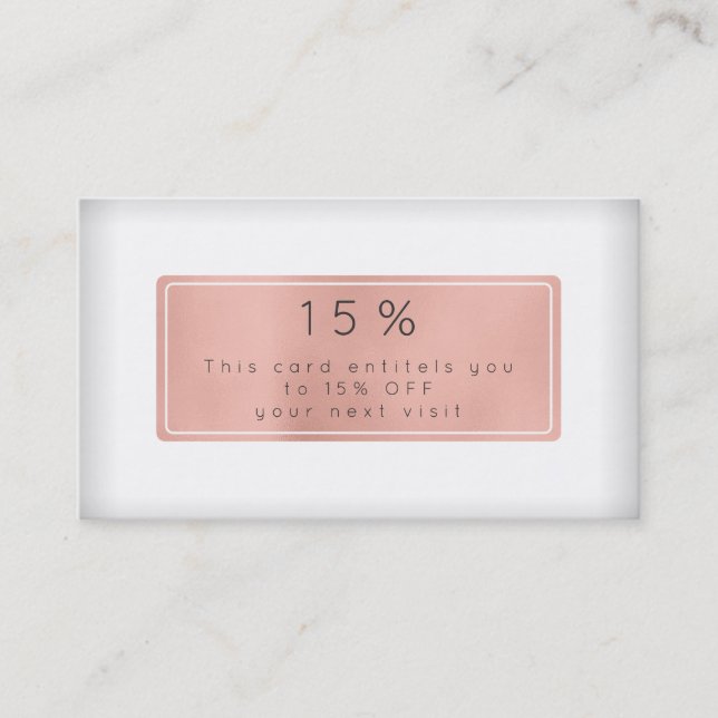 Rosengoldpulver Weißer Discount Schönheitssalon Rabattkarte (Vorderseite)