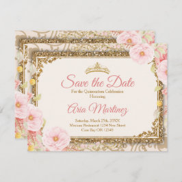 Rosengoldquinceñera 15 Anos Save the Date Dankeskarte