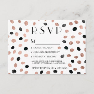 Rosengoldschwarzes Watercolor punktiert uAwg RSVP Karte