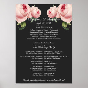 Rosengrauer Jahrgang Hochzeit Programm Poster