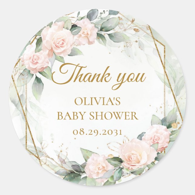 Rosengrün und goldener Rahmen Runder Aufkleber (Vorderseite)