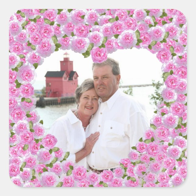 Rosenherz Quadratischer Aufkleber (Vorderseite)