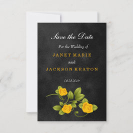 Rosenhochzeit in Schwarz und Gelb - Save the Date