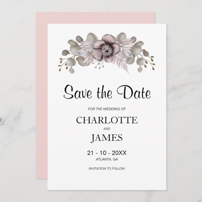Rosenhochzeit Save The Date (Vorne/Hinten)