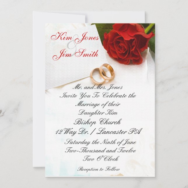 Rosenhochzeitseinladungen Einladung (Vorderseite)