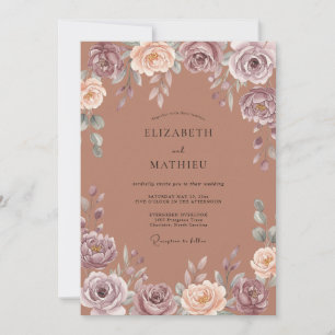 Rosenholz-Botanik-Aquarell-Hochzeit Einladung
