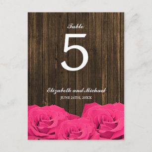 Rosenholz-Hochzeitstil-Tischnummer Postkarte