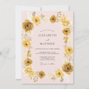 Rosenholz-Ranunculus-Eukalyptus-Hochzeit Einladung