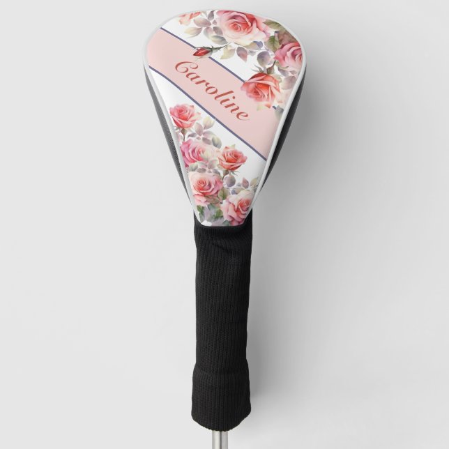 Rosenkaskade Personalisierte Dame Golf Headcover (Vorderseite)