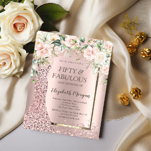 Rosenkleid Roségold Glitter Konfetti 50.  Einladung