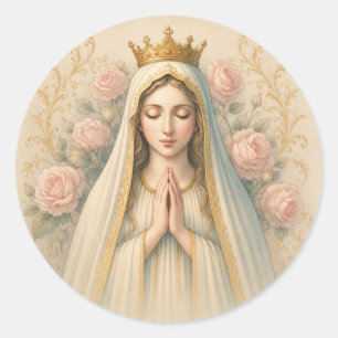 Rosenkranz beten – Andachtsbild Unsere Liebe Frau Runder Aufkleber