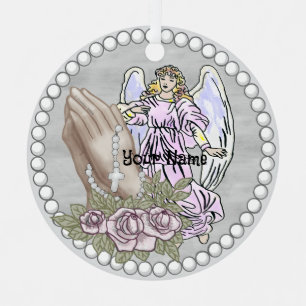 Rosenkranz betender Engel  Ornament Aus Metall