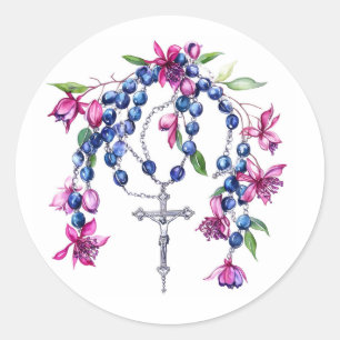 Rosenkranz Kreuz Bete Jesus Moderne Religiöse Chri Runder Aufkleber