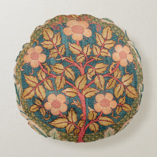 Rosenkranz-Stickereidesign von William Morris Rundes Kissen