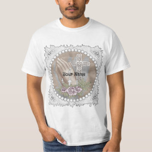Rosenkranz-T-Shirt mit betenden Händen T-Shirt
