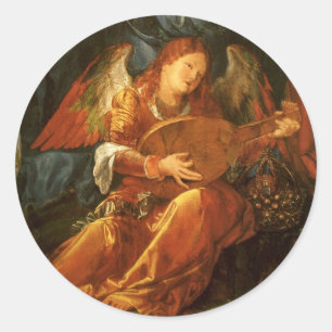 Rosenkranzfest Engel von Albrecht Dürer Runder Aufkleber