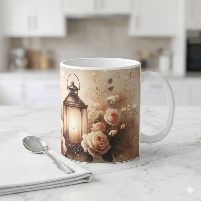 Rosenlaternen-Glow-Sträußchen Kaffeetasse (Rose Lantern Glow Bouquet Coffee Mug)