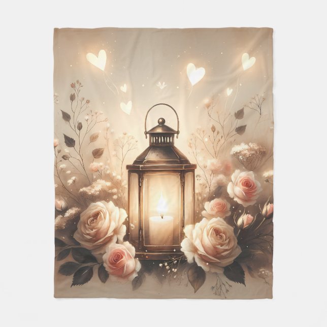 Rosenlaternen-Glühbouquet Fleecedecke (Vorderseite)