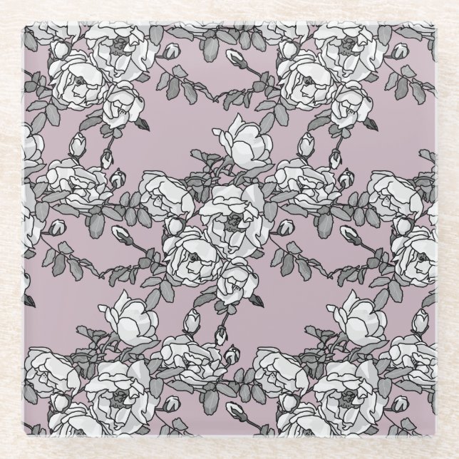 Rosenlevenhintergrund Glasuntersetzer (Vorderseite)