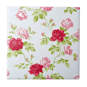 Rosenmuster auf blauem Vintage Fliese
