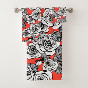 Rosenmuster Badhandtuch Set