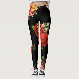 Rosenmuster boho Chic der Blumentätowierungs-Rosen Leggings