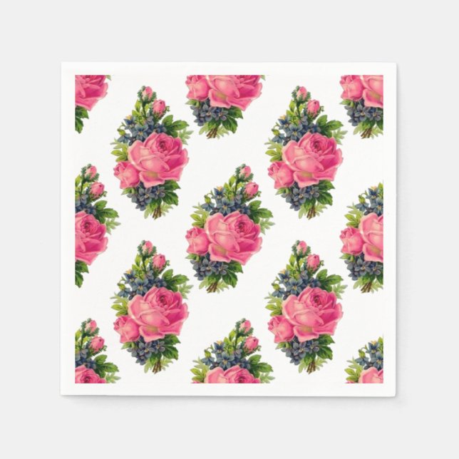 Rosenmuster Hübsch Vintag Serviette (Vorderseite)