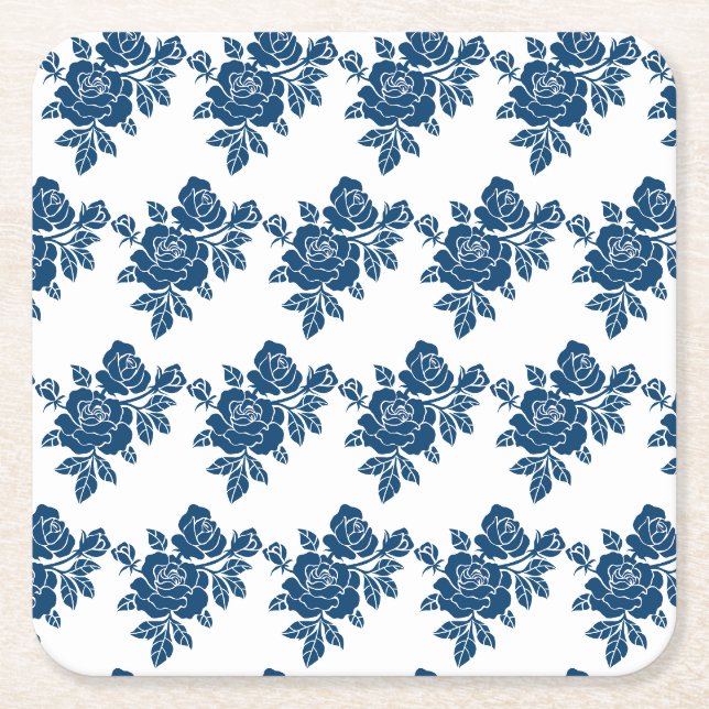 Rosenmuster Rechteckiger Pappuntersetzer (Vorderseite)