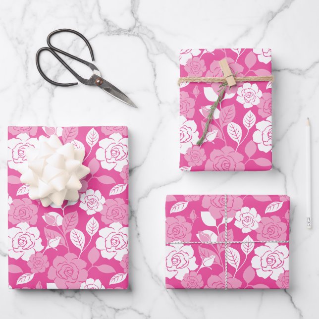 ROSENMUSTER (ROSA) GESCHENKPAPIER SET (Vorderseite)