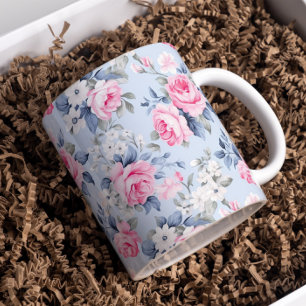Rosenpastellrosen Shabby Chic Blumenmuster Kaffeetasse
