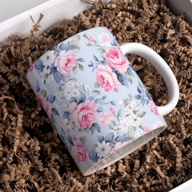 Rosenpastellrosen Shabby Chic Blumenmuster Kaffeetasse (Von Creator hochgeladen)