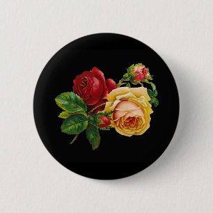 Rosenprint Accessoires - schwarz, rot, Vintage-Kun Button