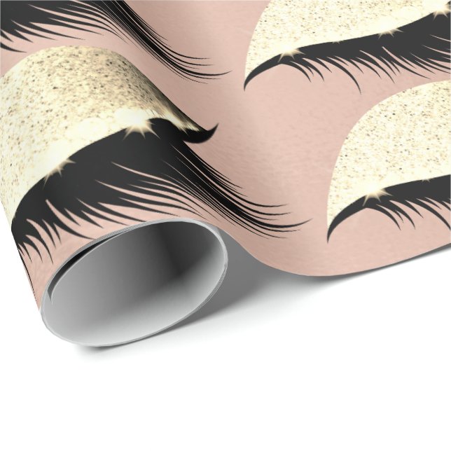 Rosenpulver Gold Glitzer Eyes Lashes Gold Geschenkpapier (Rolleneckpunkt)