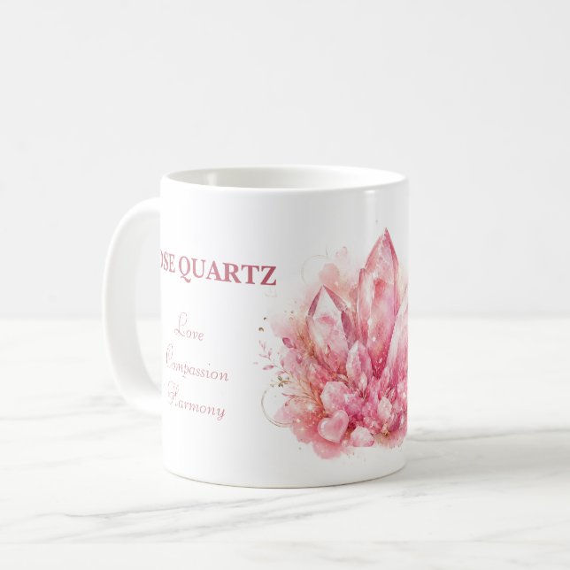 Rosenquarz-Kristall-Hexenkunst Kaffeetasse (Vorderseite Links)