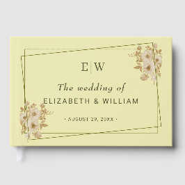 Rosenrahmen – Monogramm Himmlisch Gelbe Hochzeit Gästebuch