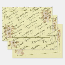 Rosenrahmen – Monogramm Himmlisch Gelbe Hochzeit Geschenkpapier Set