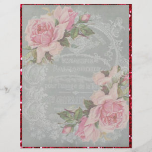 Rosenrosen auf Grau mit Rotem Glitzer Scrapbooking
